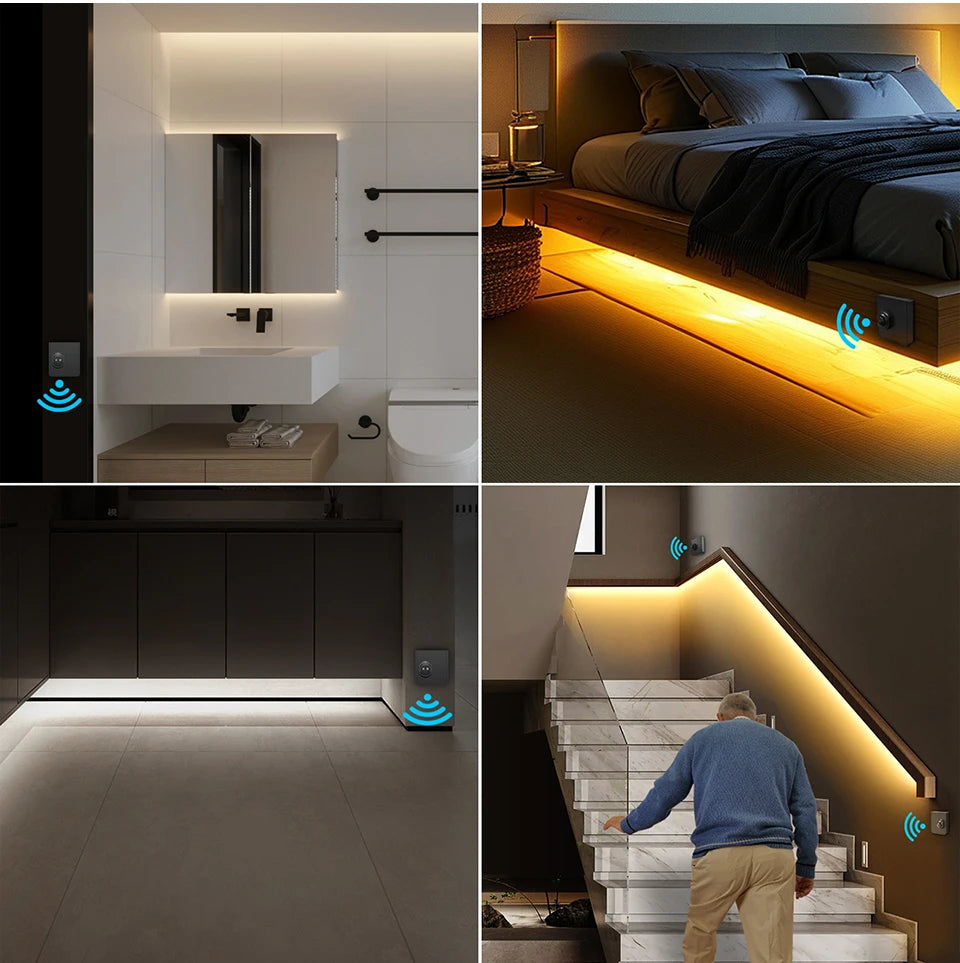 Stairs Lamp Flexible COB LED Night Light with 2 Movable Sensor PIR Motion Detection night lamp Bedroom Decor christmas gifts