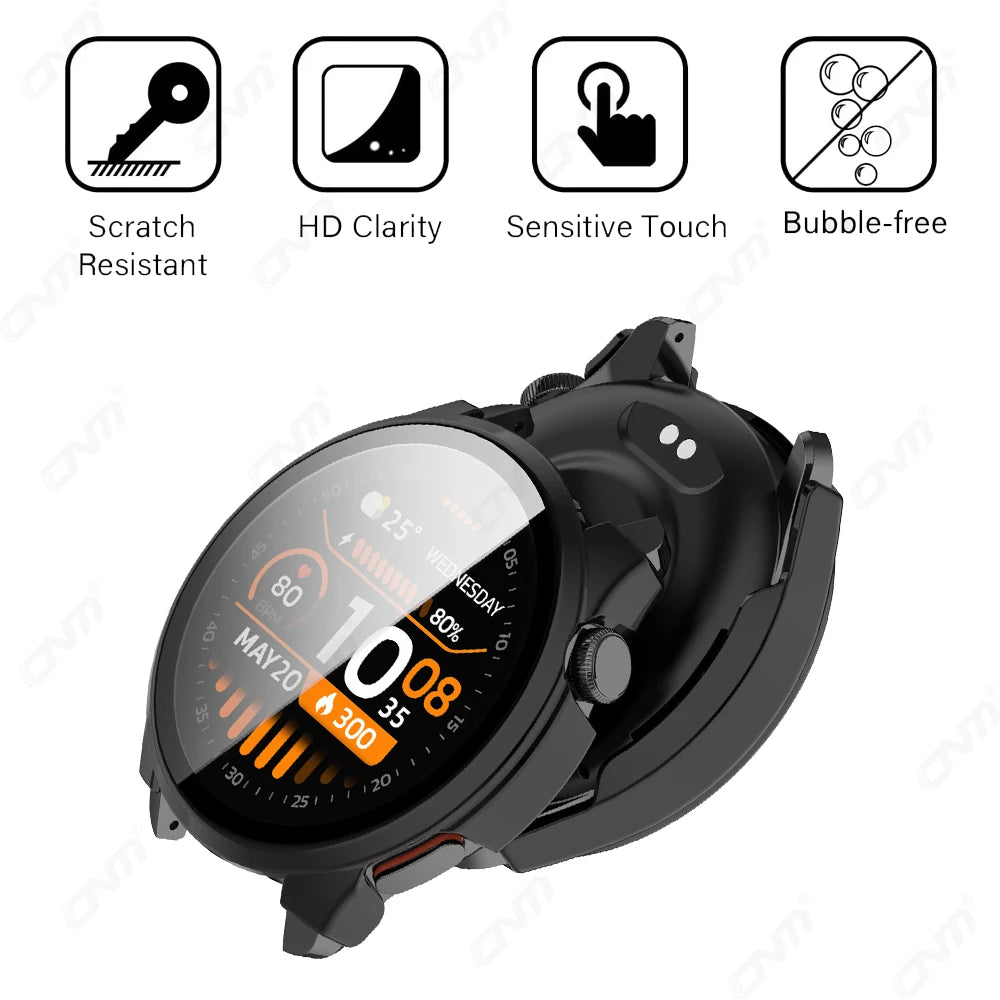 Glass+Case for Haylou Watch 4S Tempered Glass Anti-scratch Screen Protector & Hard PC Protective Bumper Covor Accessories