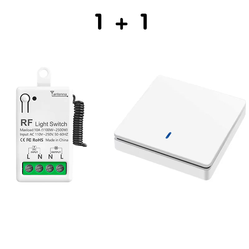 Wireless Smart Switch Light RF 433Mhz 86 Wall Panel Switch with Remote Control Mini Relay Receiver 220V Home Led Light Lamp Fan