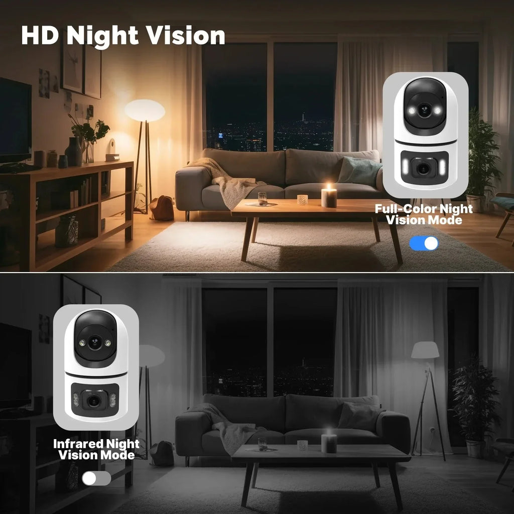 YOOSEE 8MP Indoor Smart WiFi Camera Dual Lens IP Camera Color Night Vision Two-Way Audio Security CCTV Surveillance Baby Monitor