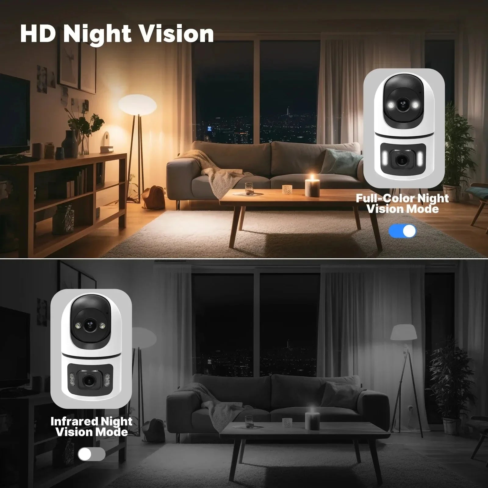 YOOSEE 8MP Indoor Smart WiFi Camera Dual Lens IP Camera Color Night Vision Two-Way Audio Security CCTV Surveillance Baby Monitor