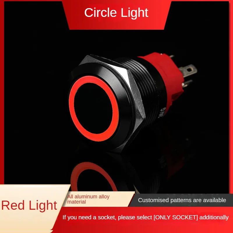 16/19/22mm Latching Push Button Switch 12/24/220V On Off BLack with LED  for with Wire Socket Plug Self-Locking/Self-reset power