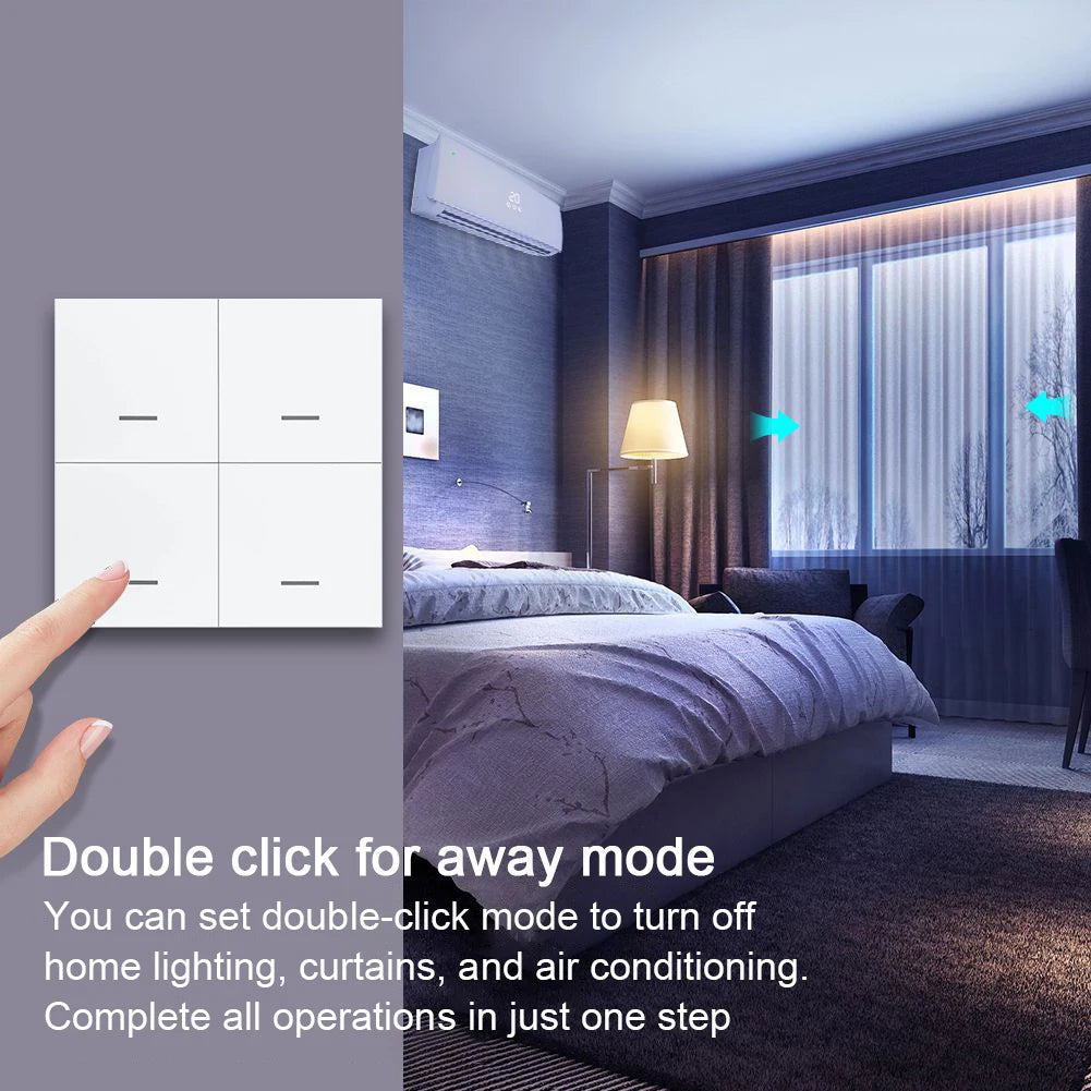 Tuya Zigbee Wireless Smart Scene Switch 4Gang 12 Modes Home Automatic Lighting Scene Button Controller Works with ZigBee Gateway