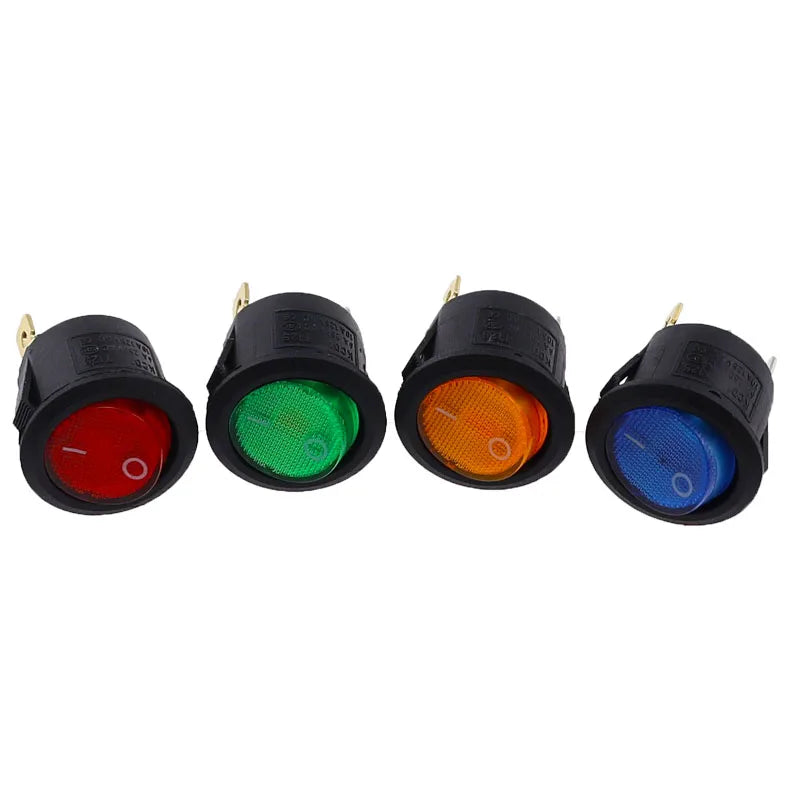 4Pcs KCD1 5V-12V / 220v ON/OFF Round Rocker Switch LED illuminated Car Dashboard Dash Boat Van With light