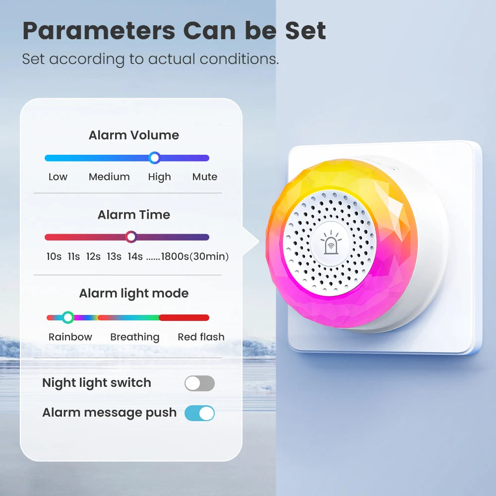 Home Security Smart Siren WiFi Sound Light Alarm Tuya Smart Life APP Support Vibration CO VOC PIR Human Motion Detection Sensor