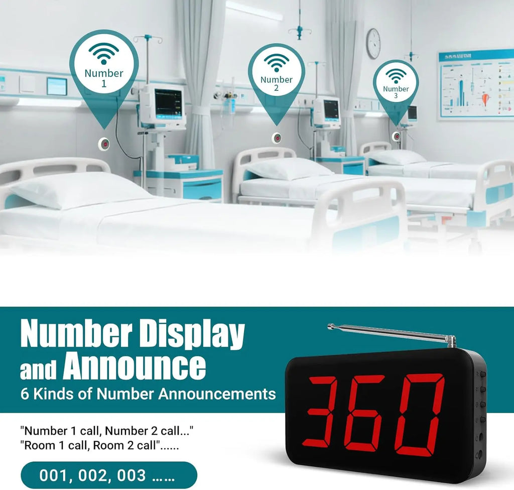 Wireless Call System with 8 Call Buttons for Elderly with 1 Display Receiver for Nnursing Calling system Home Assisted Living