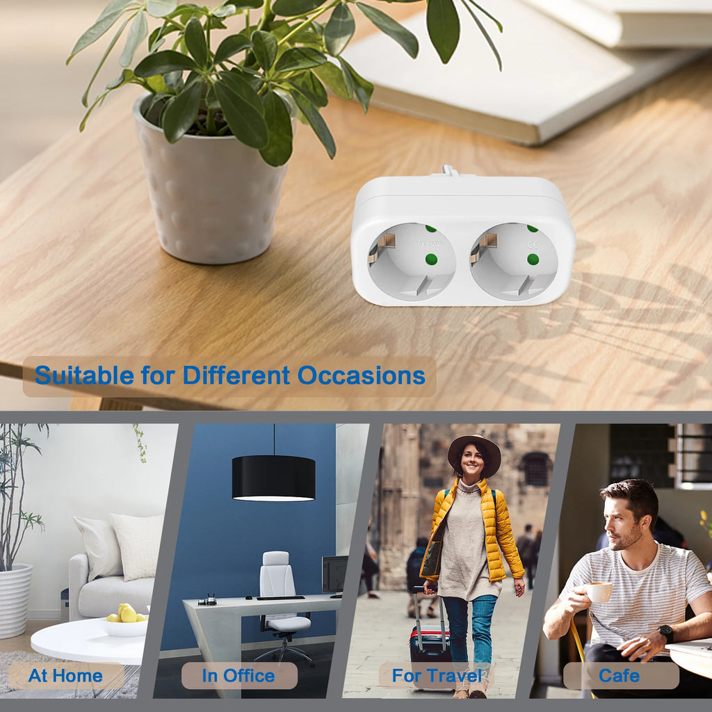 2-in-1 portable travel adapter plug socket adapter, high flame-retardant material travel household expansion socket