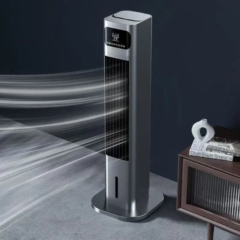 【Cool & Warm Air Cooler】: Smart Voice-Controlled, Water-Cooled Tower Fan with Cooling & Heating Functions