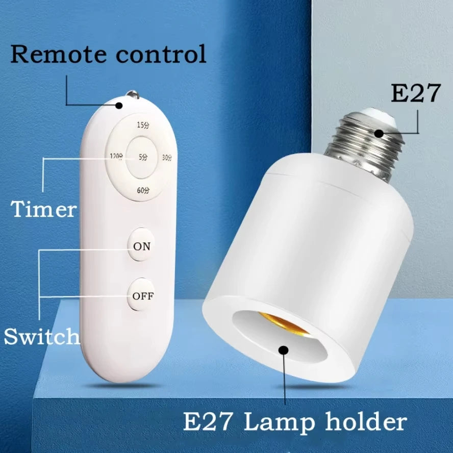 E27 85V-265V Wireless Remote Control Smart Timer Switch Lamp Holder Multi Light Switch Baby Room Bedroom Home Smart Timer Switch