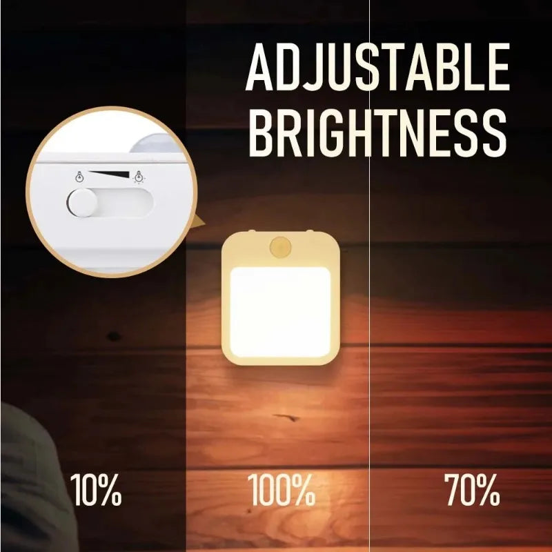 Motion Sensor Night Light LED Dimmable Bedside Lamp EU/US Plug Kids Nursery Corridor Lighting Wireless Touchless Night Lamp