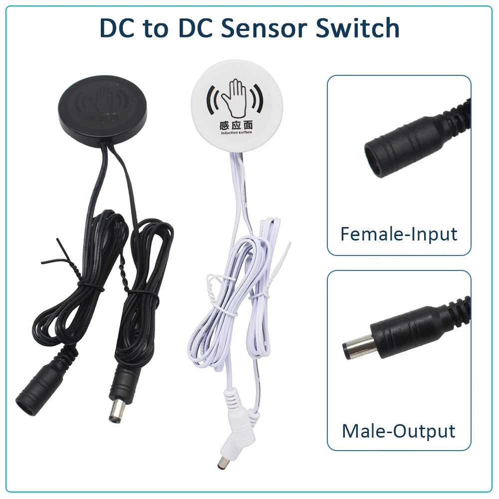 Penetrable 25mm Wood Touch Sensor LED Light Switch 5V 12V 24V 60W Hand Sweep Dimmable Touch Dimmer for Mirror Cabinet Shelf Lamp