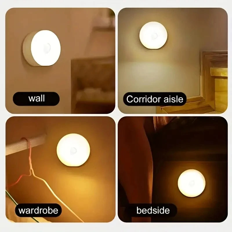 3pcs Motion Sensor Night Light - Wireless LED Detector Lamp for Bedroom, Staircase, Closet, and Room Decor-