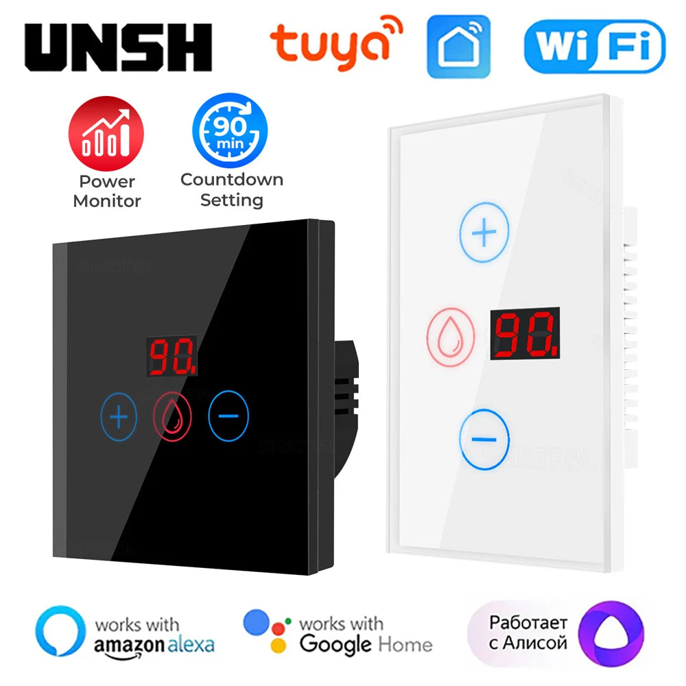 Tuya EU US WiFi/zigbee Smart Water Heater Boiler Switch With Power Monitor Smart Life Control Works With Alexa Alice Google Home