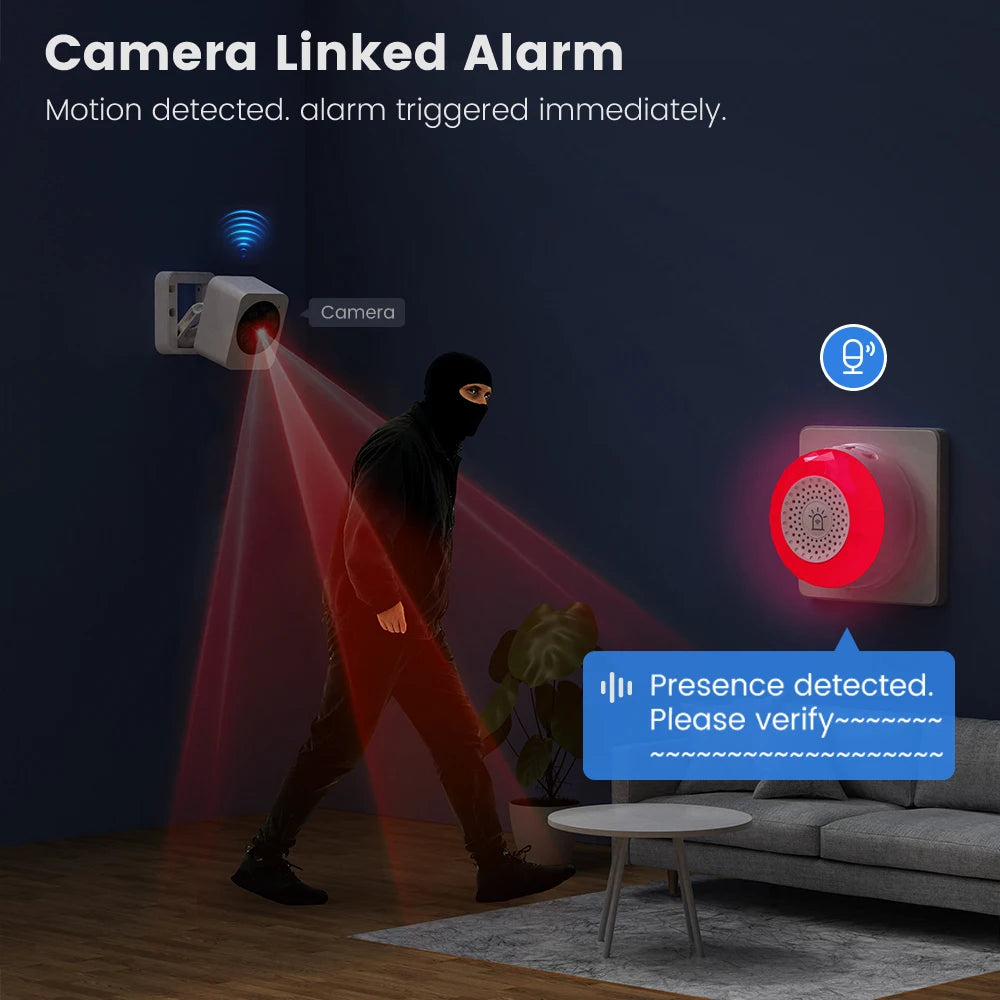 Home Security Smart Siren WiFi Sound Light Alarm Tuya Smart Life APP Support Vibration CO VOC PIR Human Motion Detection Sensor
