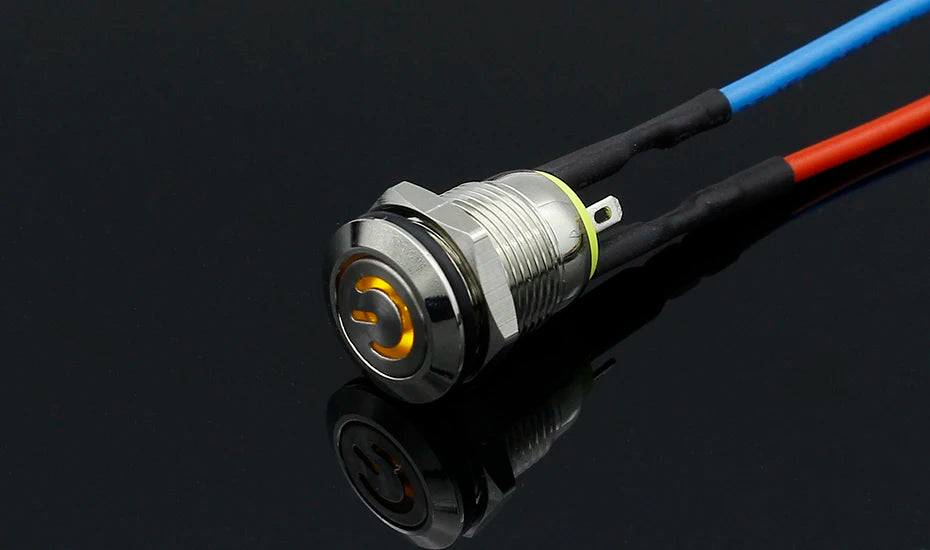 1PC 12mm 3V 5V 12V 220V Angel Eye Aluminum Metal LED Power Push Button Switch Self-reset Metal Switch Normally Open