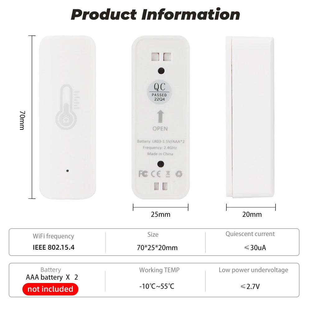Tuya Smart WiFi Zigbee Temperature And Humidity Sensor Indoor Thermometer Hygrometer Monitoring Works With Alexa Google Home