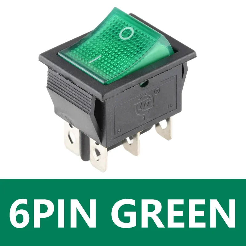 5PCS KCD4 Rocker Switch On Off with Led 4 16A 250V 220V Small 6Pin 4Pin Light for 2 Position Lamp 10A Rocket