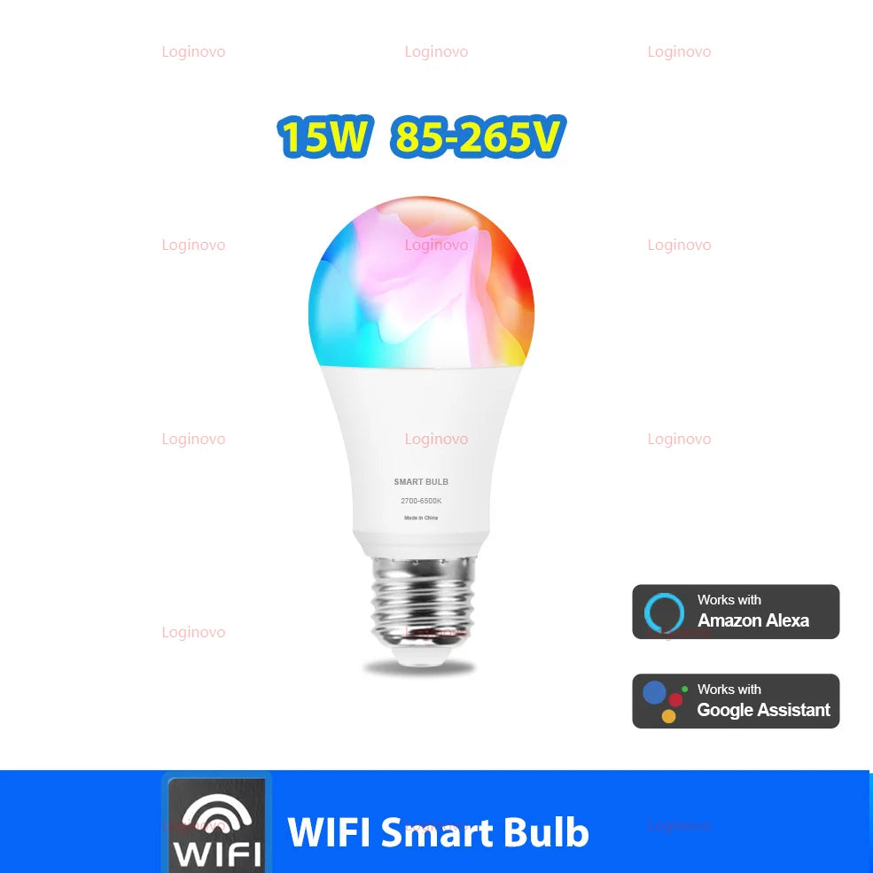 Tuya Smart E27 LED Bulb 15W 20W 110V 220V Bluetooth/WiFi RGB Dimmable Light Bulbs Led Lamp For Alexa Google Home Smart Life App