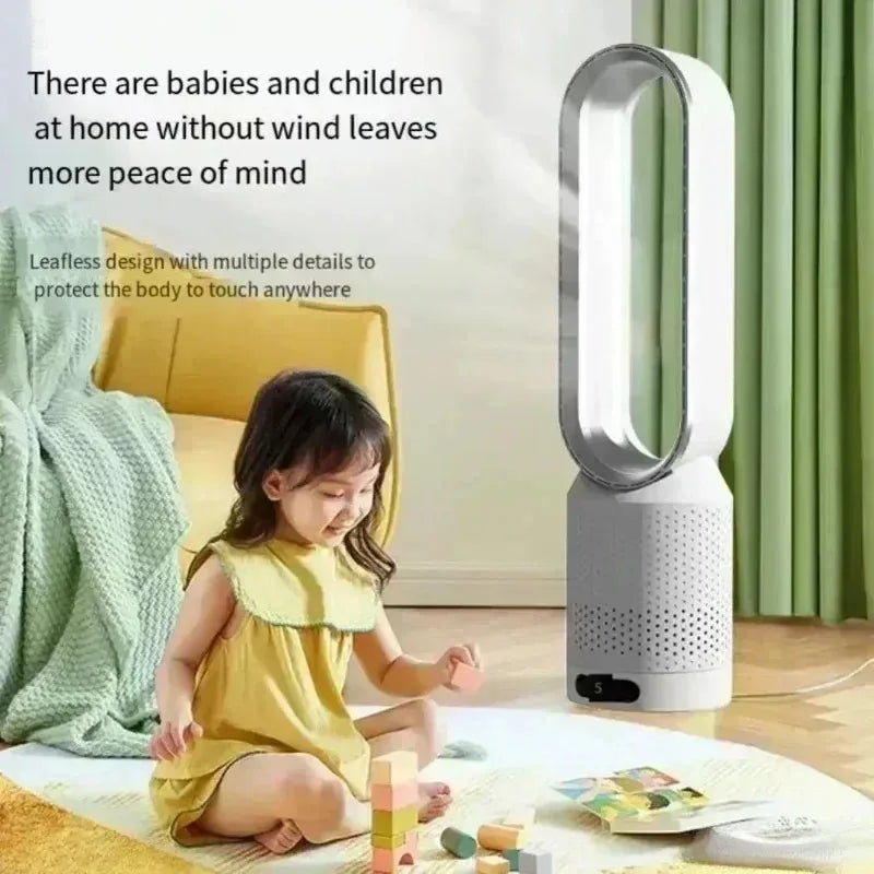 Smart Bladeless Fan with Remote Control 8 Gear Wind Speed Intelligent Timing 90° Oscillating Quiet Cooling Fan for Home Office