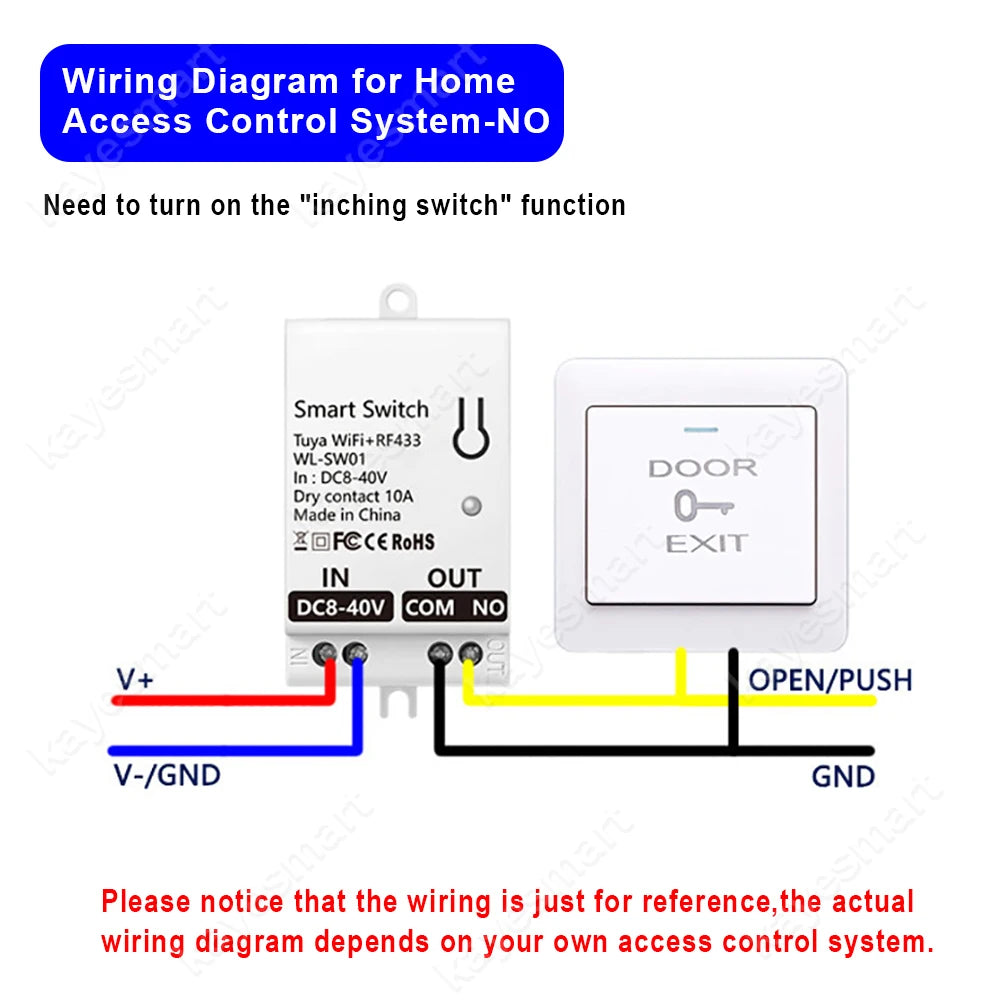 Tuya WiFi Smart Switch Module Dry Contact 10A Smart Home DIY Breaker Relay DC 8-40V AC 85-265V Works with Alexa Google Assistant