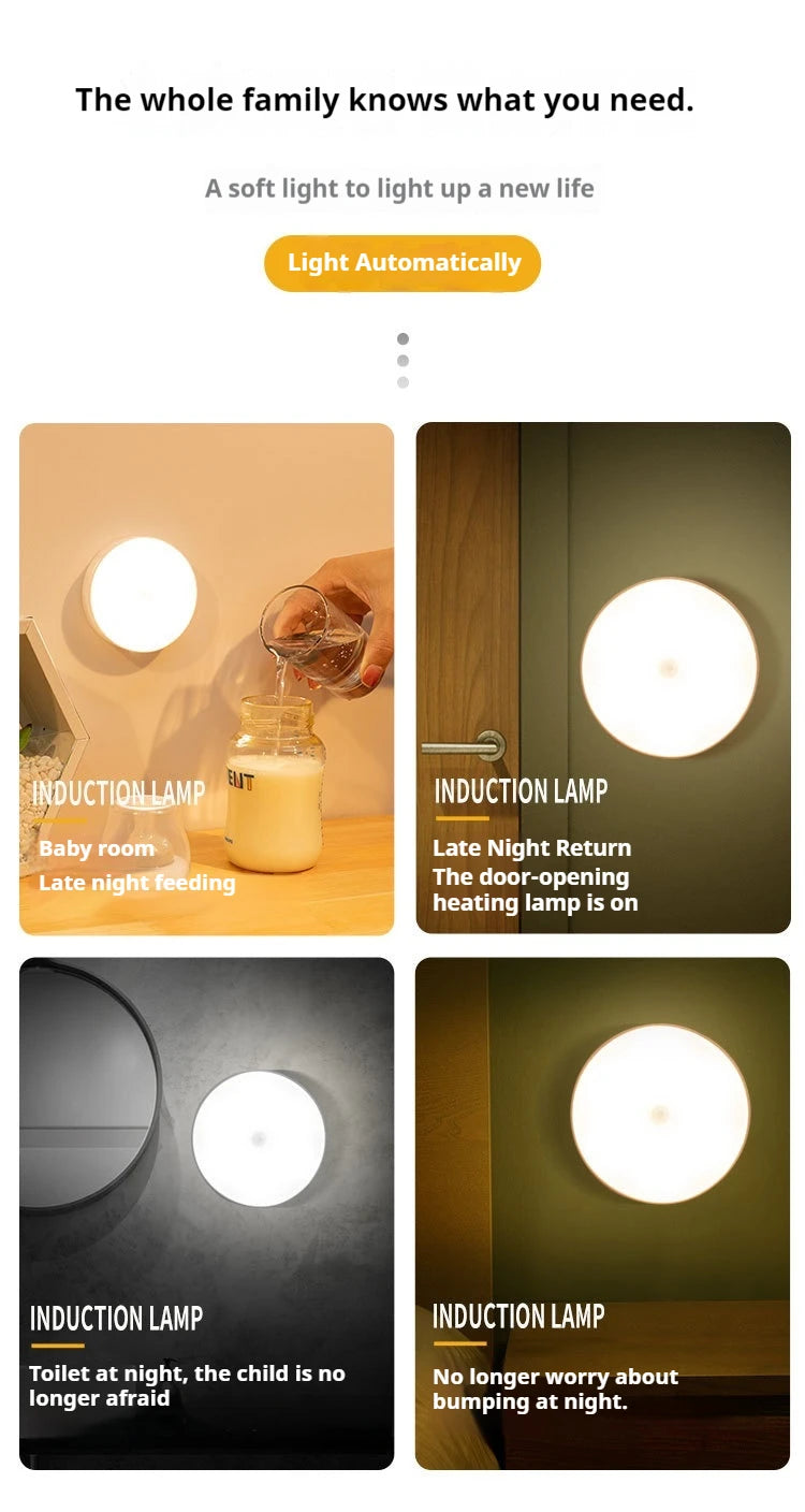 USB Rechargeable Motion Sensor Night Light LED Lamp for Kitchen Bedroom Stairs Hallway Cabinet Closet Wardrobe -Energy Efficient