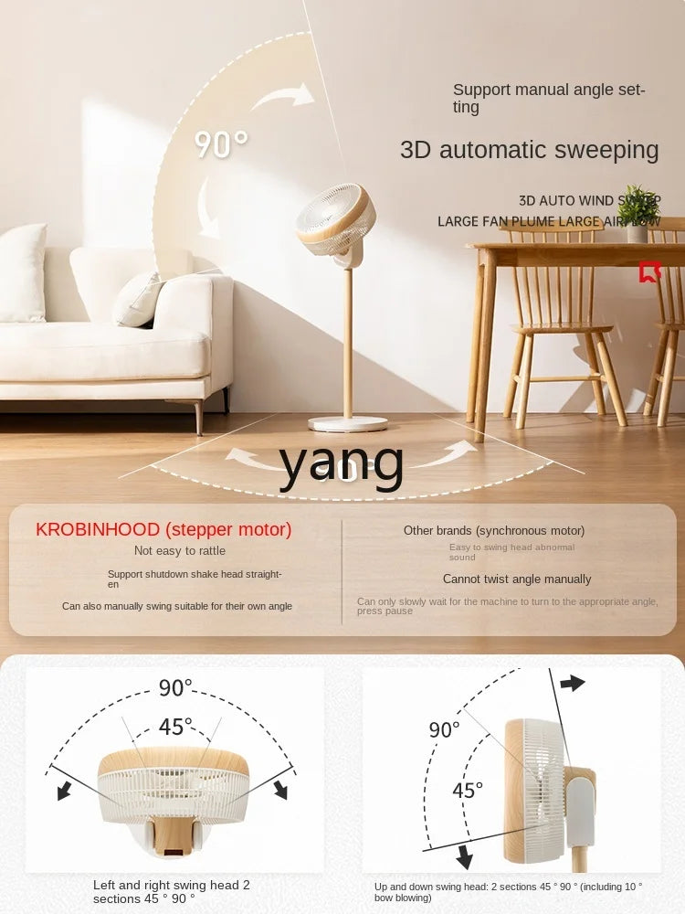 LH Smart Home Noiseless Standing Vertical Dual-Use 3D Turbine Floor Electric Fan