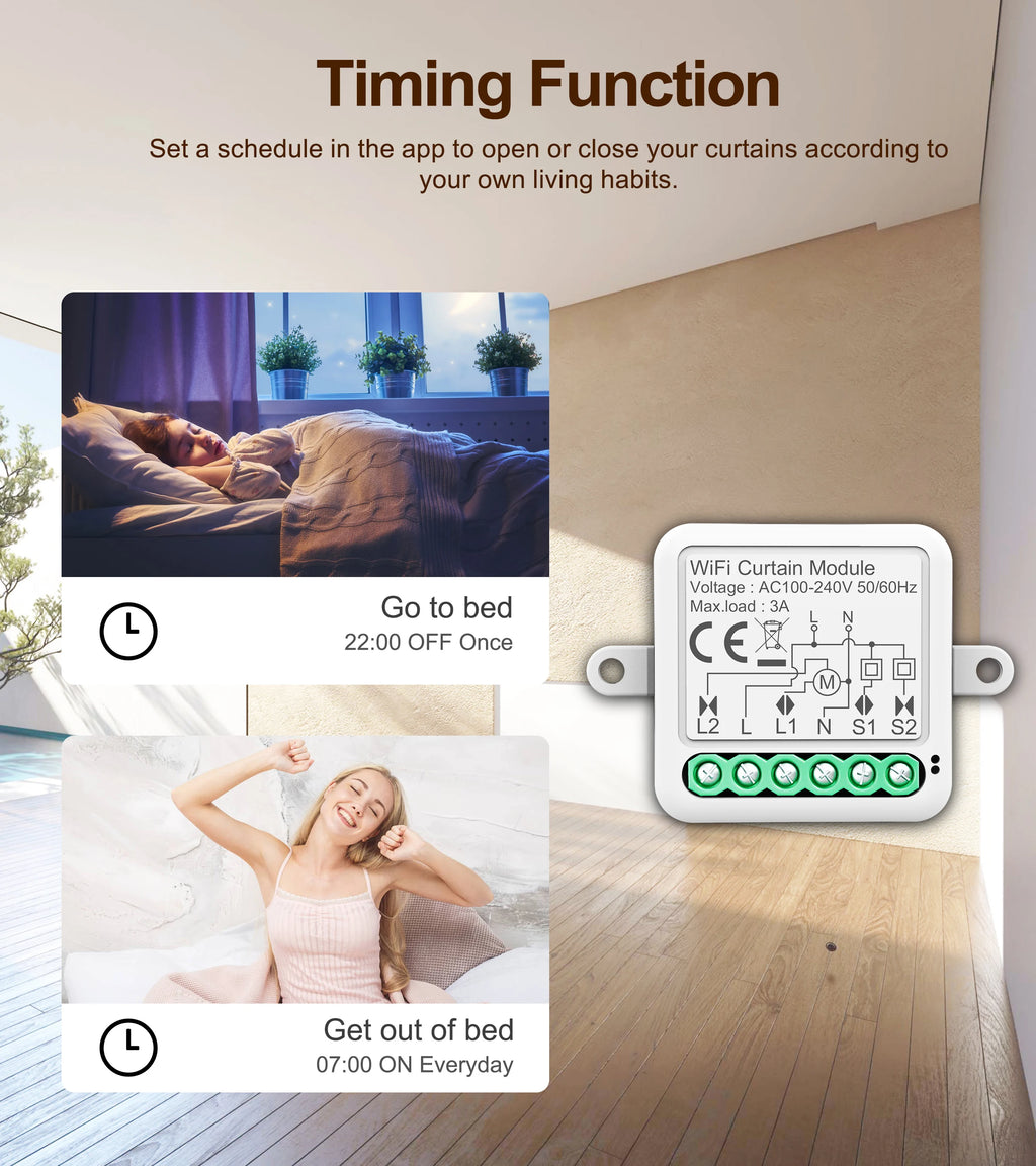 Matter Tuya WiFi Zigbee Mini Curtain Switch Interrupter Roller Shutters Smart Blind Breaker Module Work with  Alexa Google Home