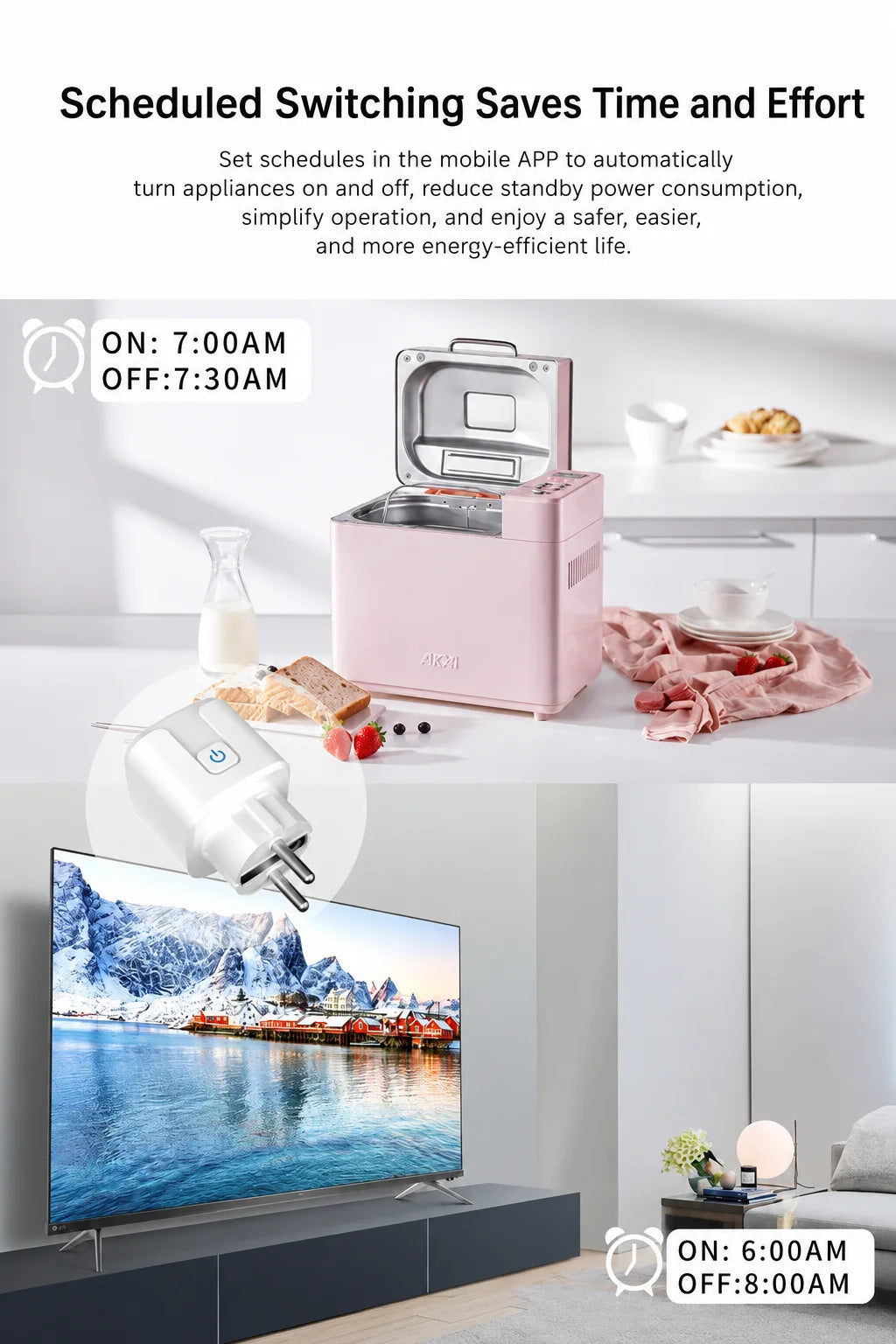 Tuya EU Smart Plug Supports Wi-Fi, 16A/20A, Energy Consumption Monitoring, and Is Compatible with Google Home and Alexa