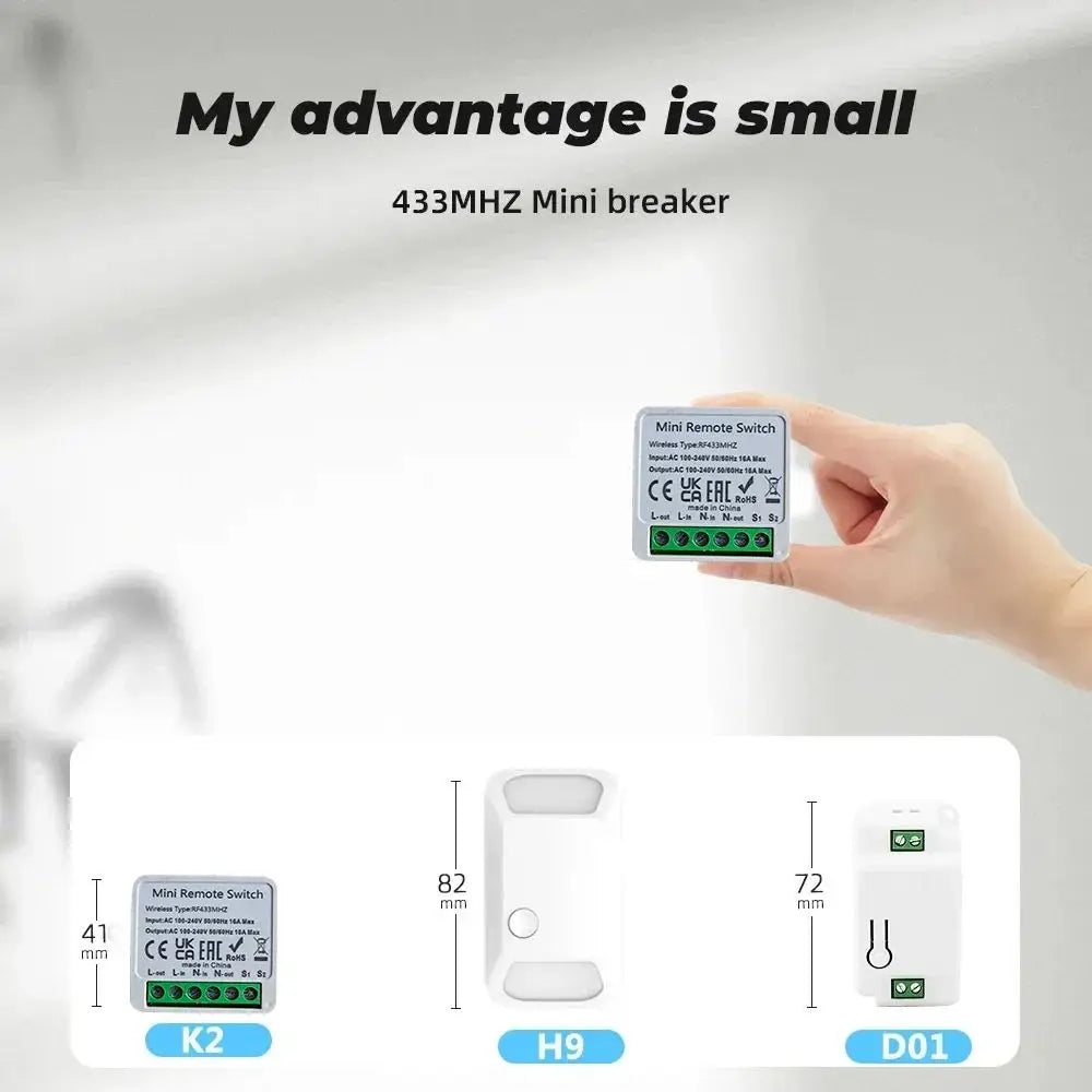 Wireless Smart Switch Light 433MHz 1/2/3Gang 86 Wall Panel Switch with Remote Control Mini Relay Receiver for Home Led Light