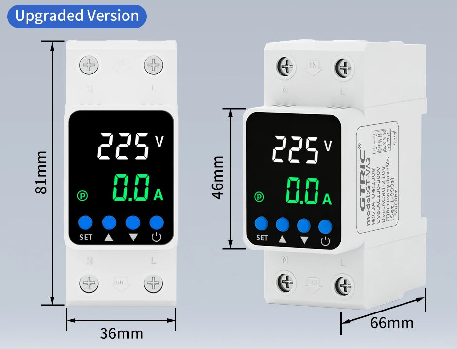 GTRIC Over Under Voltage Protector Adjustable Over Voltage 63A 220VAC Din Rail Under Voltage Protection Device Protector Relay