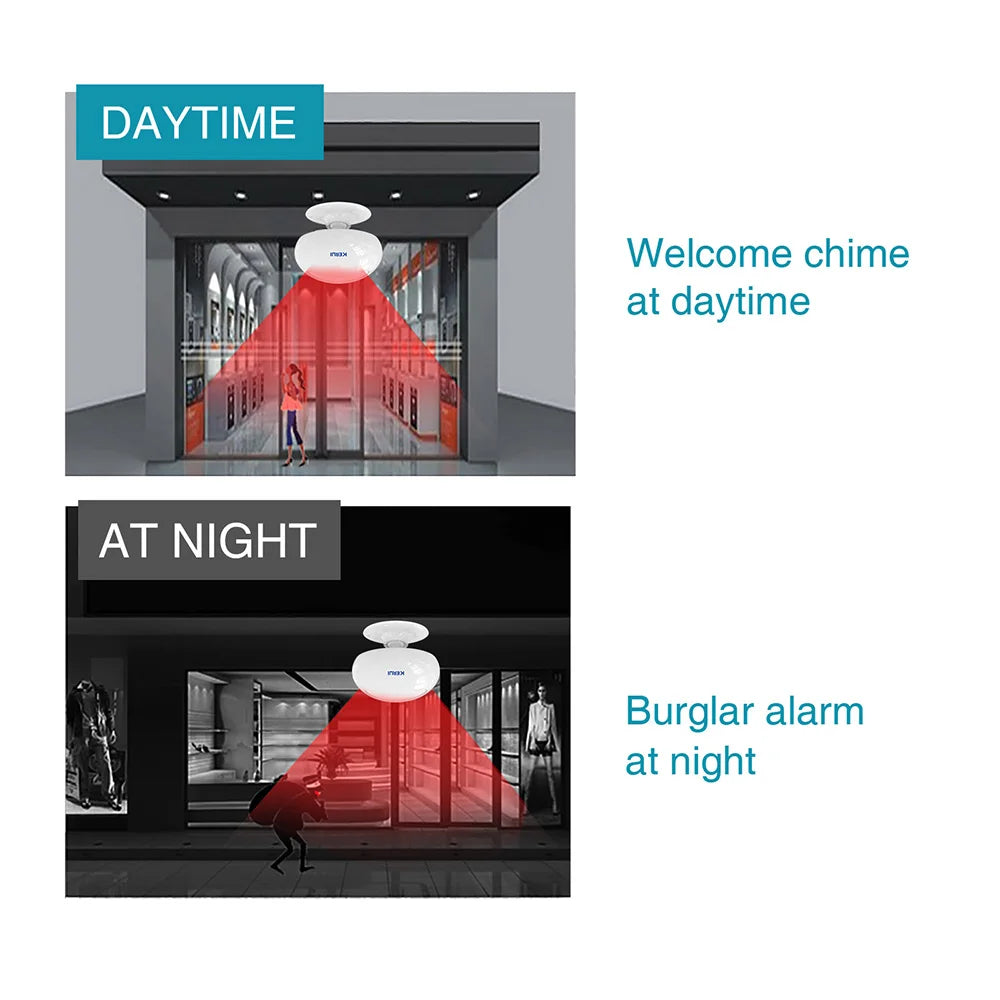 KERUI M7 Wireless Welcome Motion Sensor Security Alarm 32 Songs DoorBell Chime Smart Home LED Night Light Door Window Store Shop