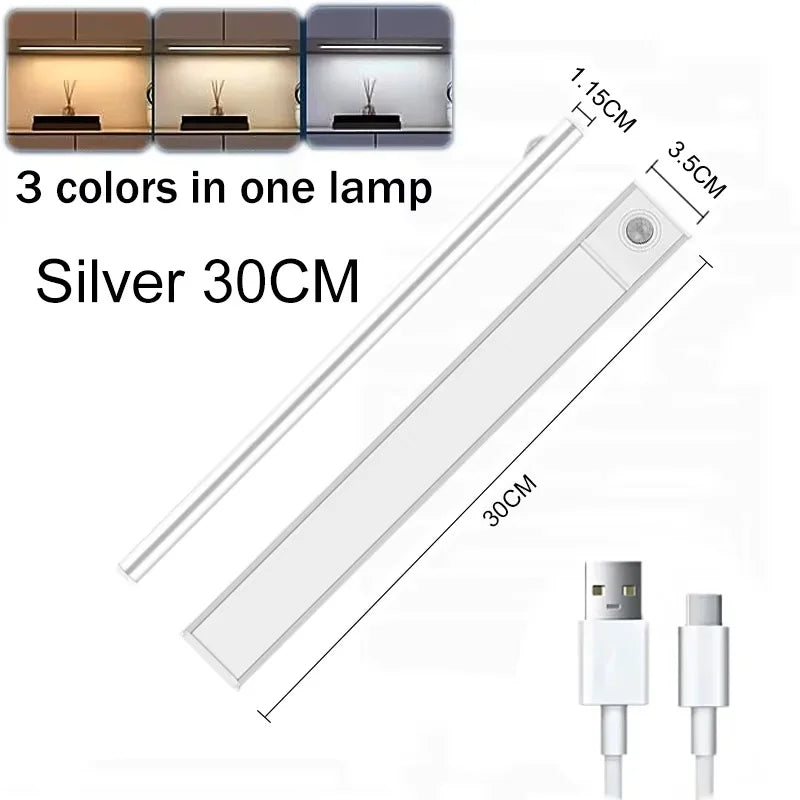 Night Light LED Motion Sensor Under Cabinet Lights USB Rechargeable Portable Lamp Lighting Bar For Bedroom Kitchen Accessories
