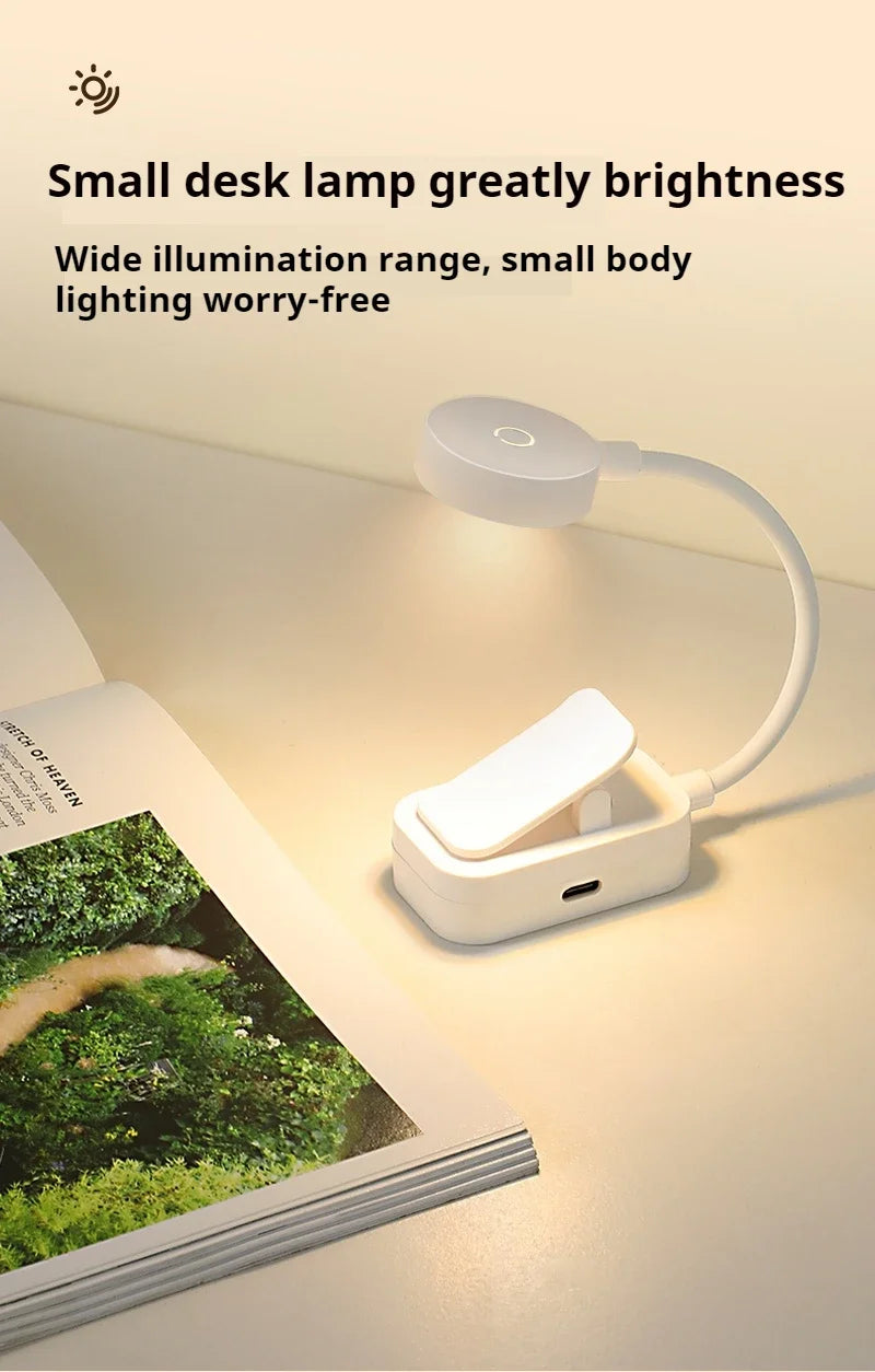 Mini LED Reading Book Light Table Lamp 3 Modes Adjustable Eye Protection Clip-On Study Reading Lamp for Travel Bedroom Book