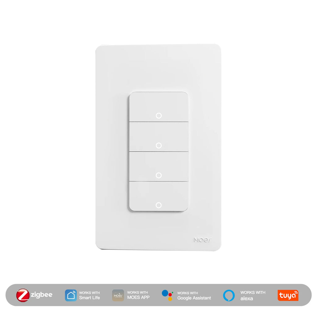MOES Tuya ZigBee Smart Light Switch US Push Button Wall Switch Work With Alexa Google Home Neutral Wire/No Neutral Wire Required