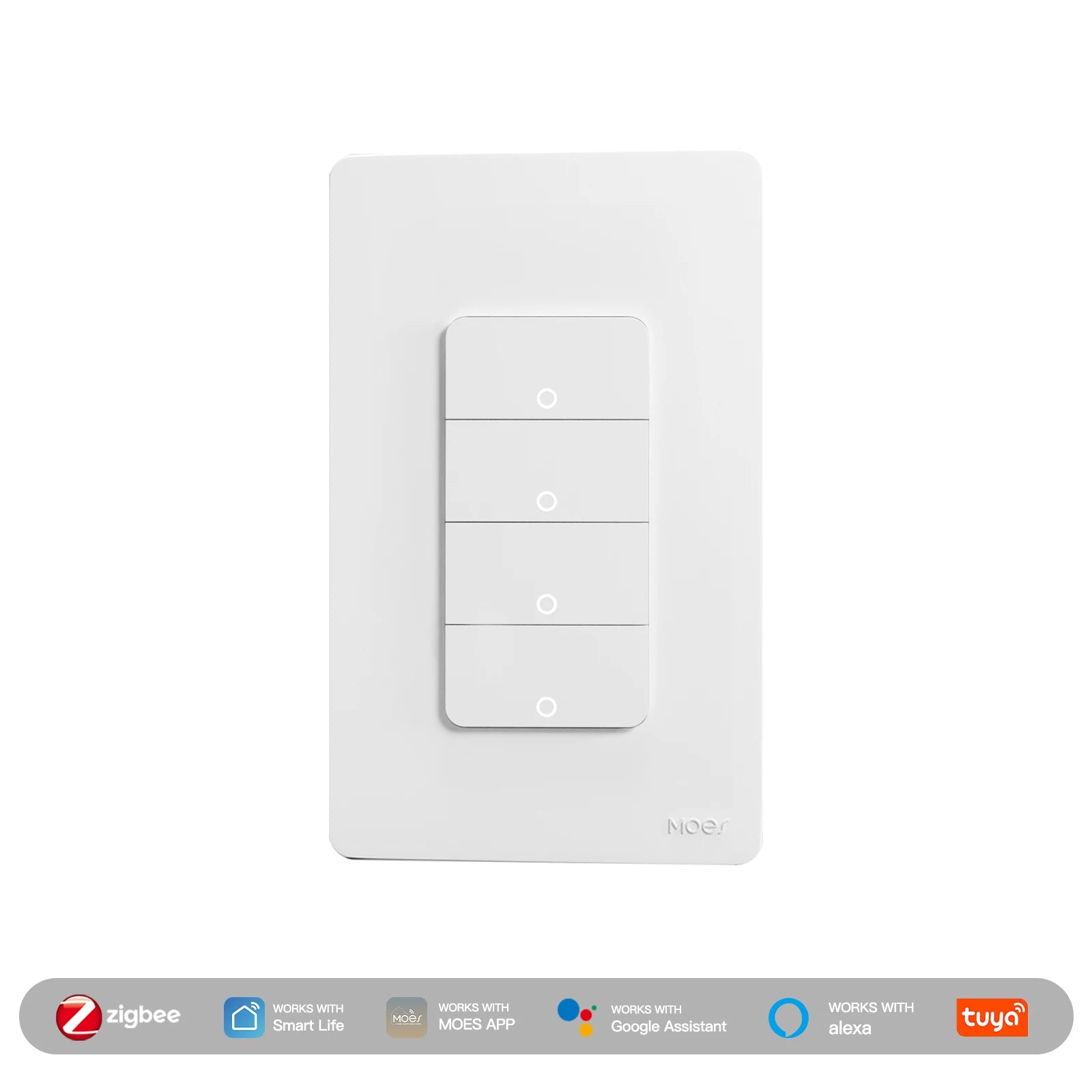 MOES Tuya ZigBee Smart Light Switch US Push Button Wall Switch Work With Alexa Google Home Neutral Wire/No Neutral Wire Required