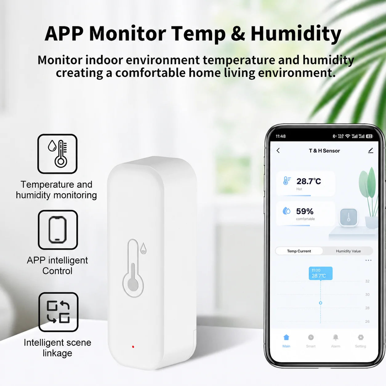 Tuya WiFi Temperature Humidity Sensor for Smart Home Thermometer Hygrometer APP Remote Works with Google Home Yandex Alexa