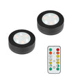 1-6Pcs Black CCT Round LED Under Cabinet Closet Light Furniture Dimmable Wardrobe Lamp Warmwhite White 3000-6500K Remote Control