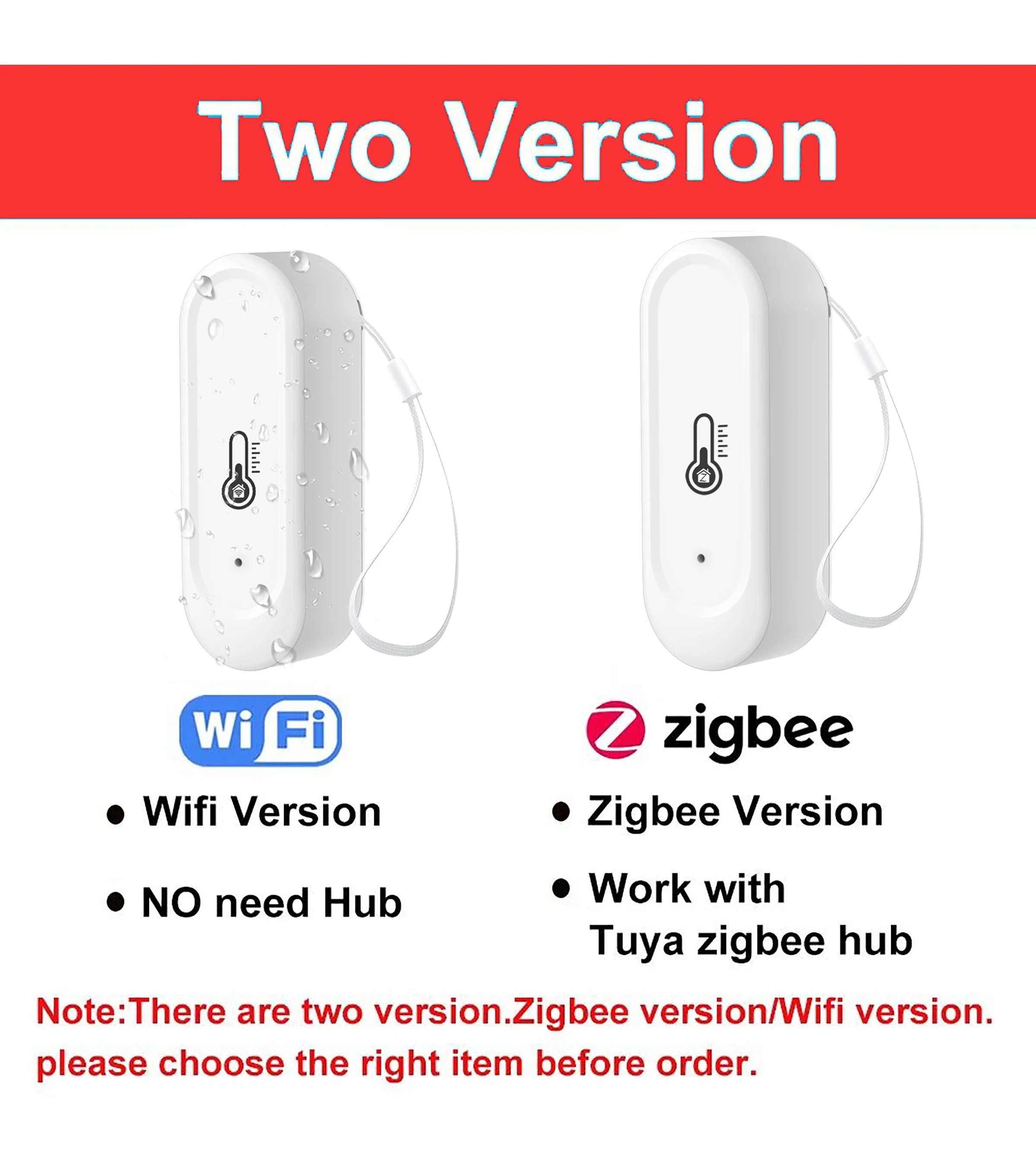 IP65 Waterproof Outdoor Zigbee or WiFi Temperature Humidity Sensor Home Tuya Thermometer Compatible Black or White Color
