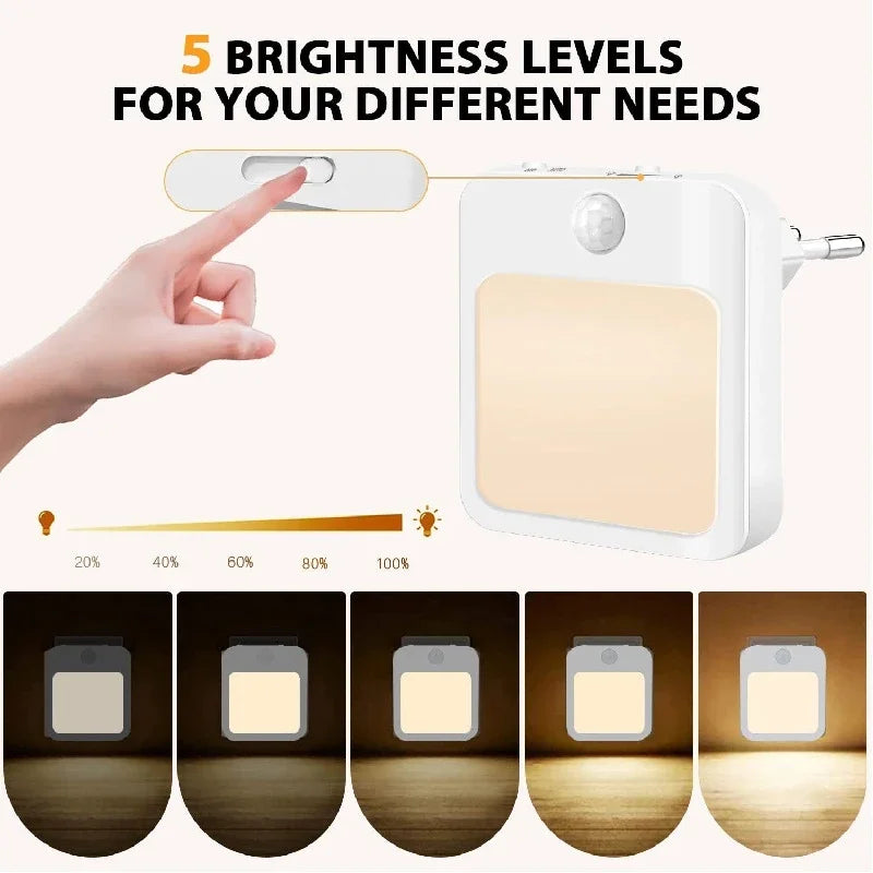 Night Light Motion Sensor LED Light EU/US Plug Lamps Children'S Night Light Wireless Night Lamp For Bedside Table Bedroom Nigh