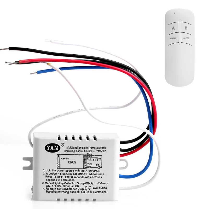 220V 1/2/3/4 Way Wireless Light Switch Kit Remote Light Switch ON/OFF Wireless Remote Control Light Switch