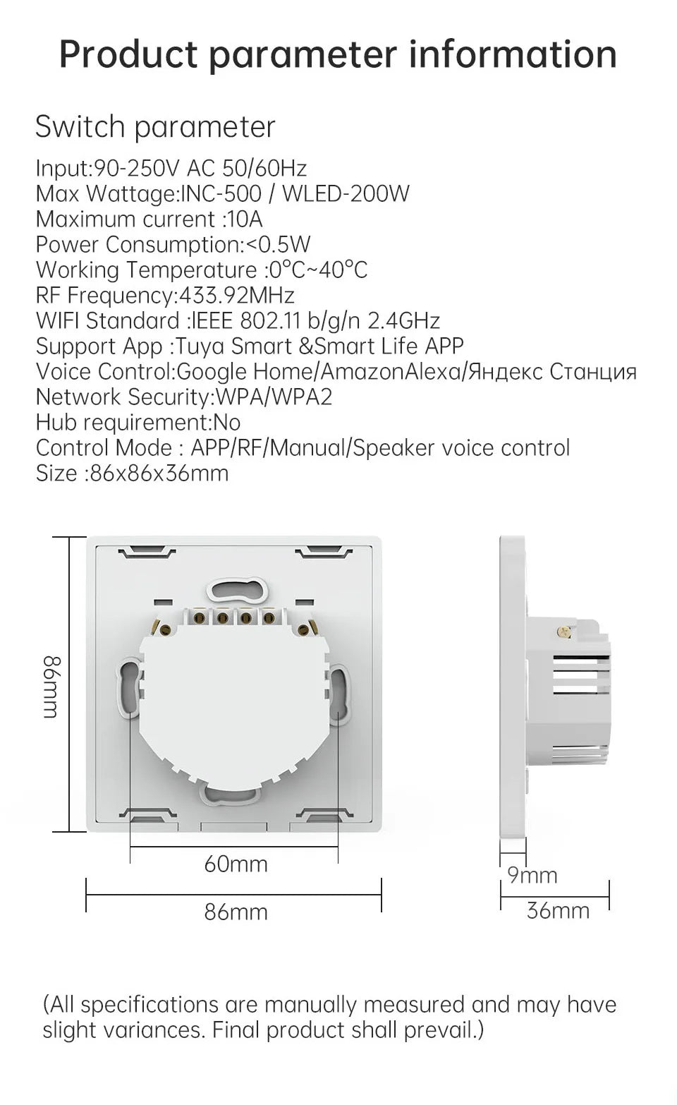 WiFi RF 433mhz Touch Wall Light Smart Switch 1 2 3 4 Gang Wireless Switch 220V with no Neutral EU Work Witch Tuya Alexa Google