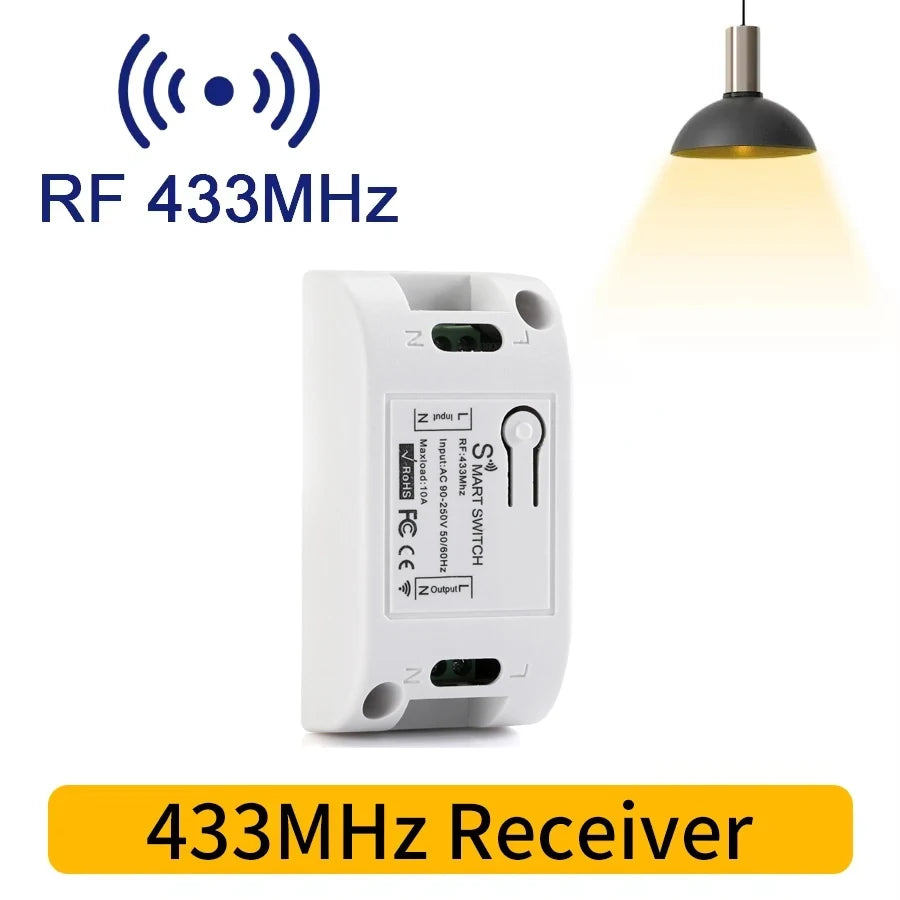 433MHz Wireless Light Switch 10A Relay Breaker Remote Control 220V 110V Mini Round Button Wall Switch for Home LED Lamp