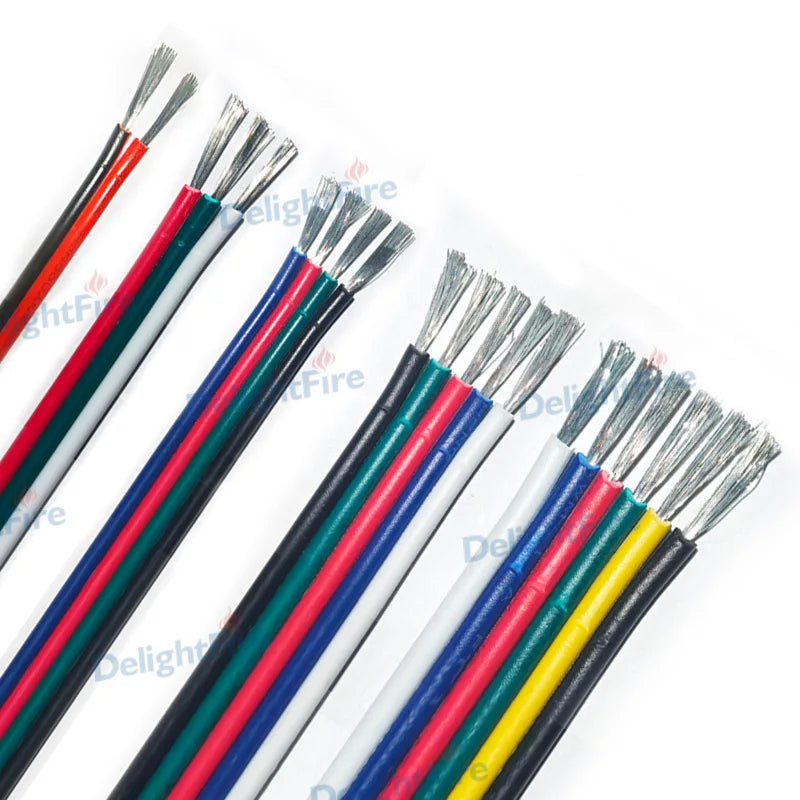 2 3 5 6 4Pin Electric Cable 22 20 18AWG PVC Tinned Copper Wire Electrical Wire For LED Strip Speaker Fan Lights Solar Panel DIY