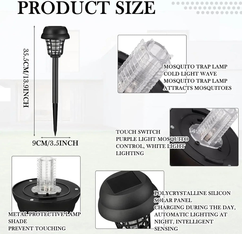 Solar Mosquito Killer Lamp Home Garden Waterproof Mosquito Repeller Outdoor Camping Electric Mosquito Artifact Lighting Lamps