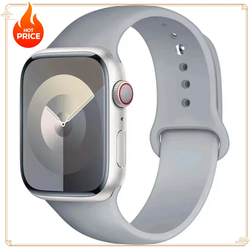 Original Silicone Strap for Apple Watch Band 38/40/41/42/44/45/46MM 49mm Bracelet for Iwatch Serie 10 9 7 4 5 6 8 SE Ultra 2 3