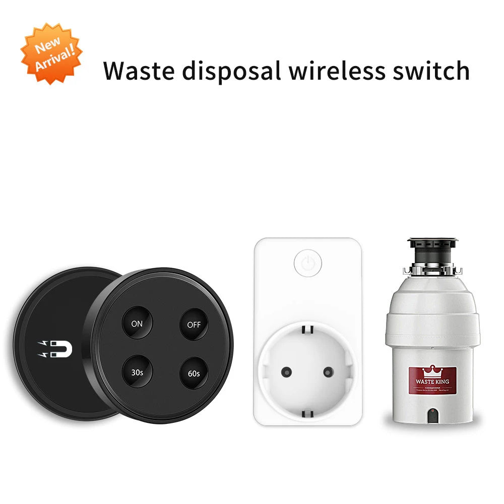 Kitchen Food Garbage Disposal Waste Grinder remote control Wireless Switch Timer EU KR Plug 16A air switch replace No Pipe