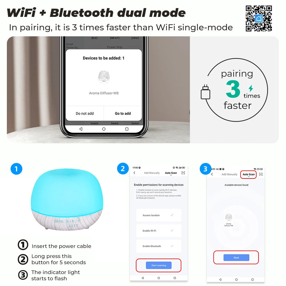 WiFi Smart 550ML Electric Aroma Diffuser Essential Oil Diffuser Air Humidifier Ultrasonic Remote Control Mist Maker Home