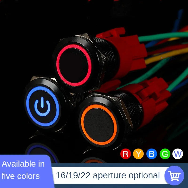 16/19/22mm Latching Push Button Switch 12/24/220V On Off BLack with LED  for with Wire Socket Plug Self-Locking/Self-reset power