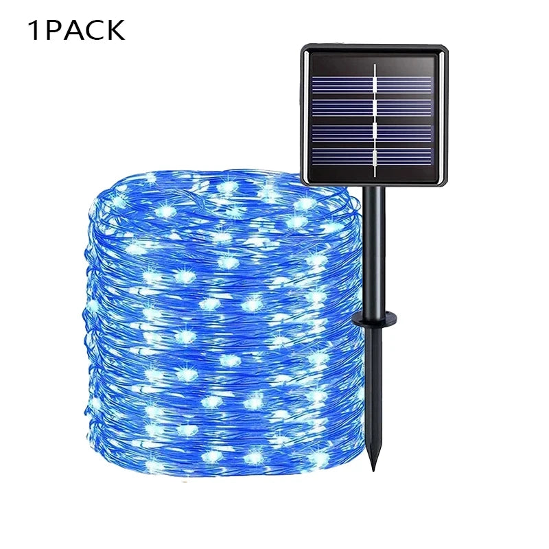 102M/52M/32m/22m/11m/7m Solar LED Light Outdoor Festoon Waterproof Garland String Lights Street Garland for Wedding Party Decor