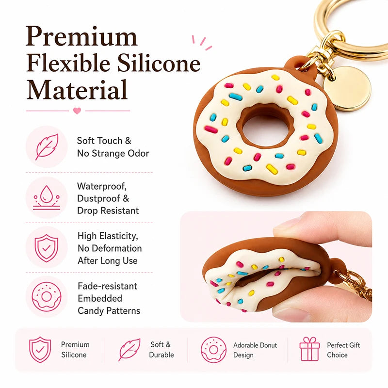 Silicone Keychain for Apple Airtags Case Protective Cover Tracker Accessories Shell Anti-scratch Air Tag Cartoon Donut Holder